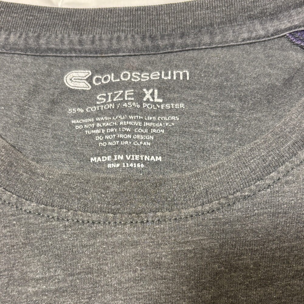 Colosseum KSU Kansas State University Gray and Purple Baseball Tee - Picture 2 of 5